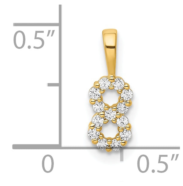 14K Yellow Gold Diamond Number 8 Pendant