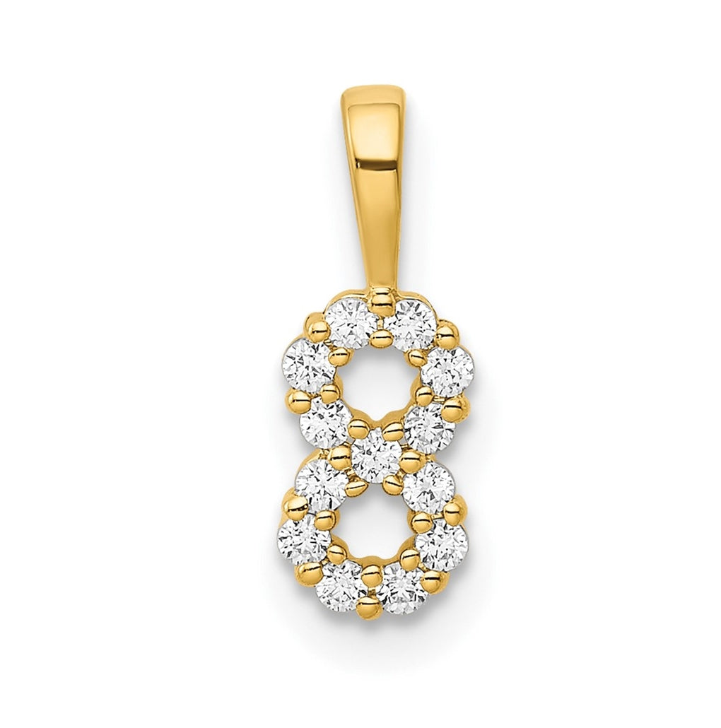 14K Yellow Gold Diamond Number 8 Pendant