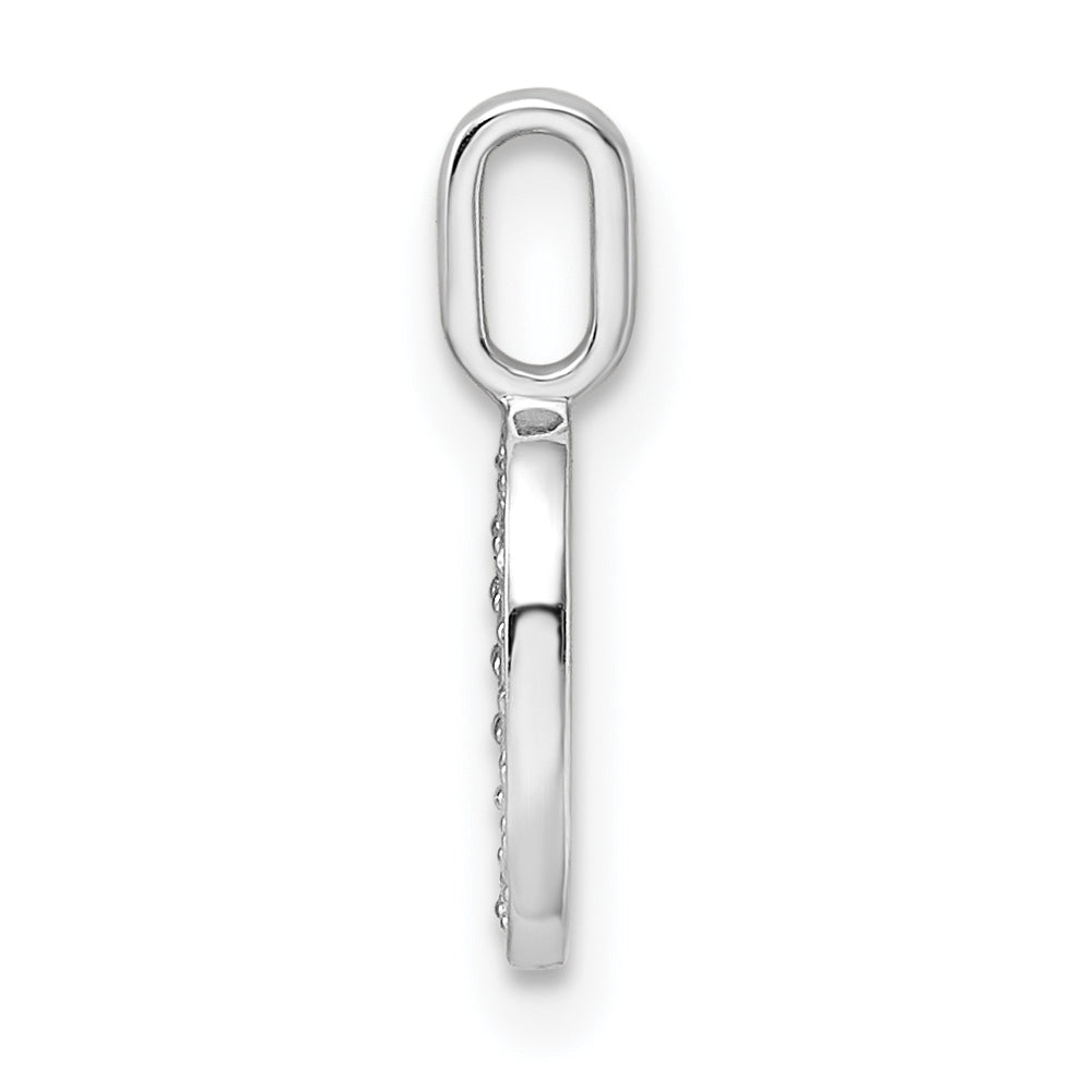 14k White Gold Diamond Number 0 Pendant