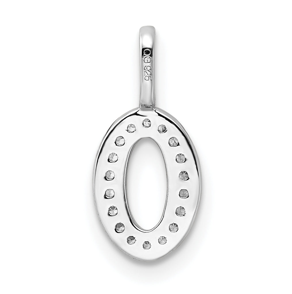 14k White Gold Diamond Number 0 Pendant