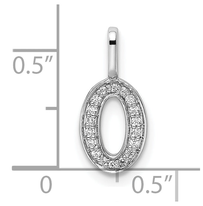 14k White Gold Diamond Number 0 Pendant