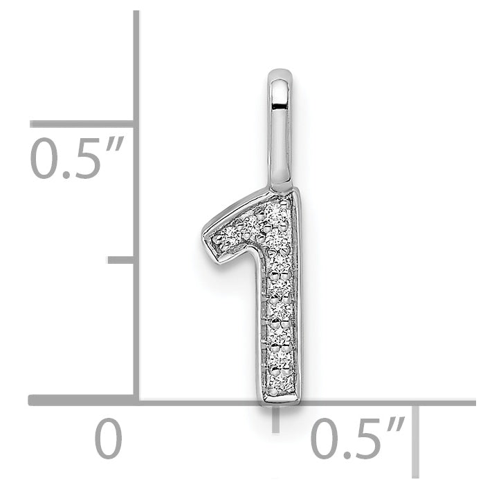 14k White Gold Diamond Number 1 Pendant