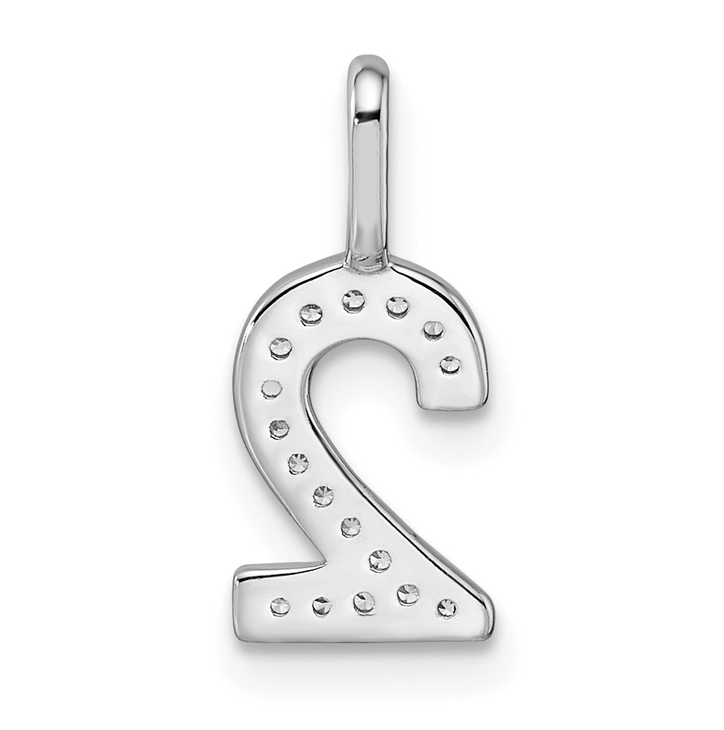 14k White Gold Diamond Number 2 Pendant