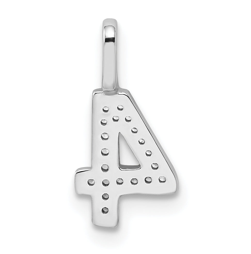 14k White Gold Diamond Number 4 Pendant