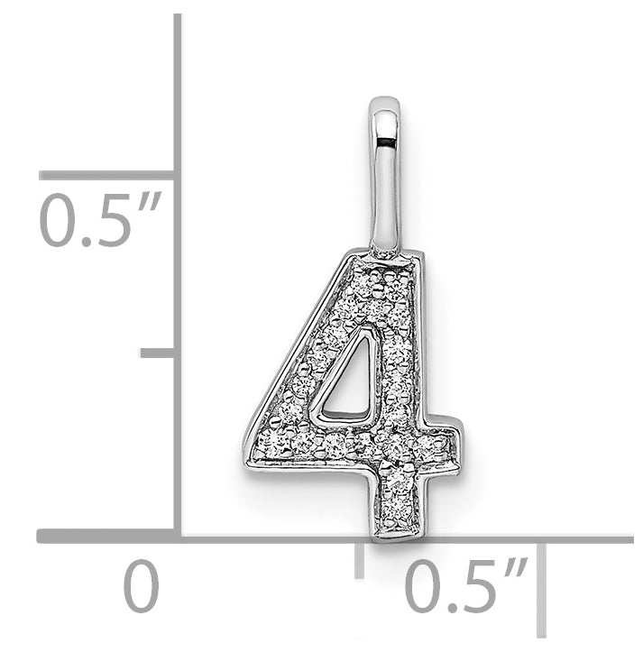 14k White Gold Diamond Number 4 Pendant