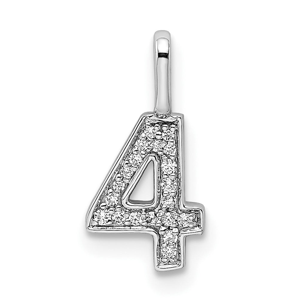14k White Gold Diamond Number 4 Pendant