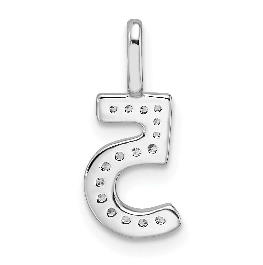 14k White Gold Diamond Number 5 Pendant
