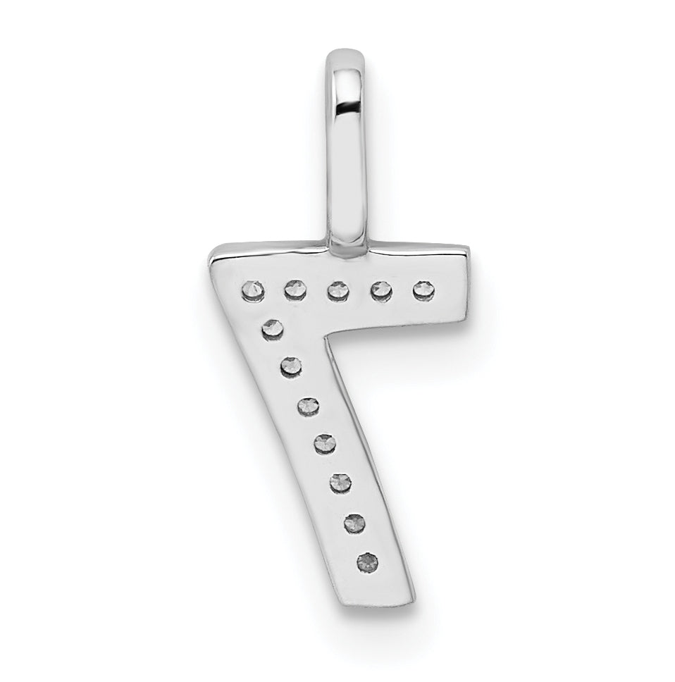 14k White Gold Diamond Number 7 Pendant