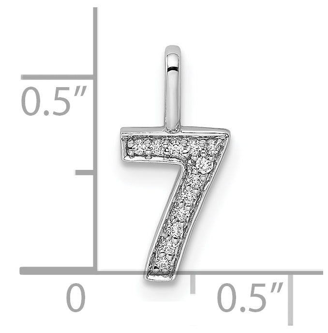 14k White Gold Diamond Number 7 Pendant