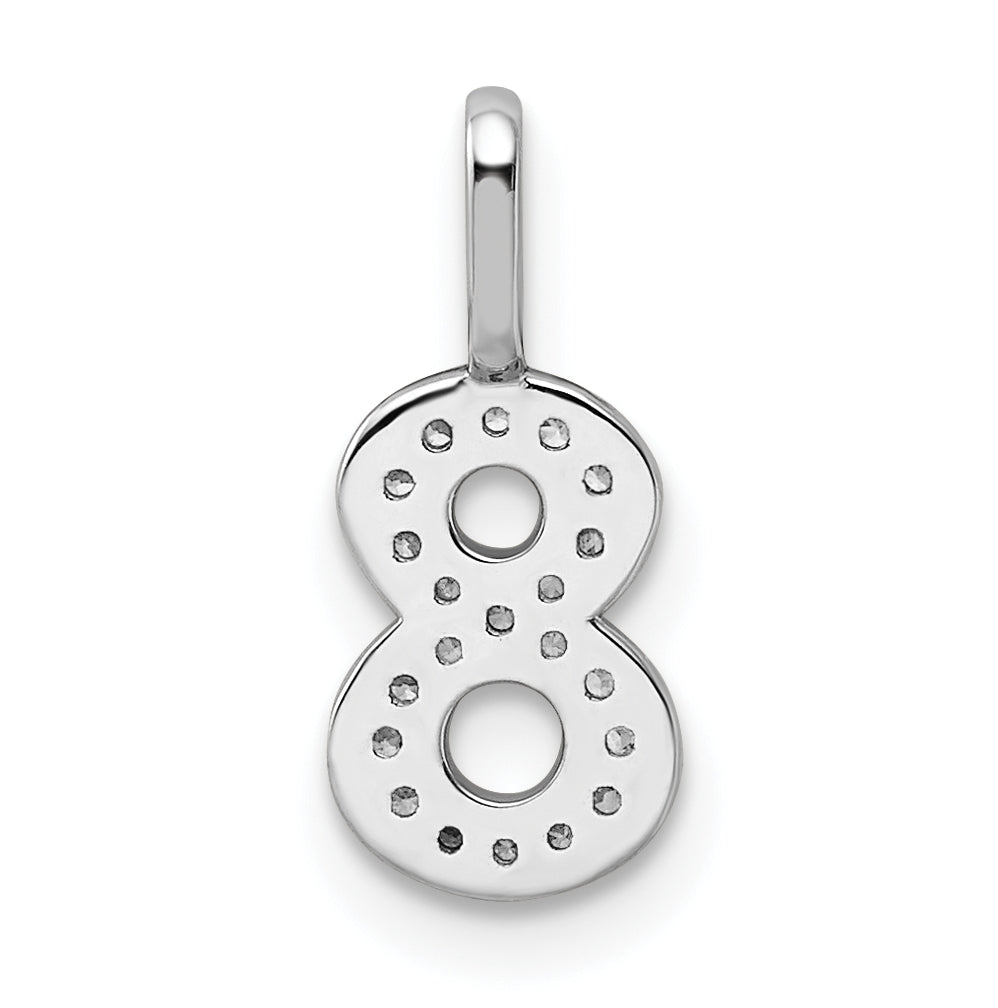 14k White Gold Diamond Number 8 Pendant