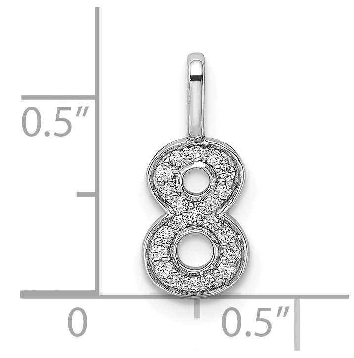 14k White Gold Diamond Number 8 Pendant