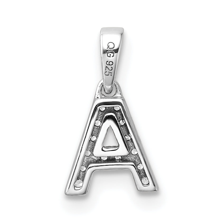 14K White Gold Diamond Letter A Initial with Bail Pendant