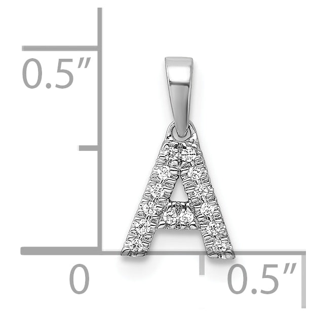 14K White Gold Diamond Letter A Initial with Bail Pendant
