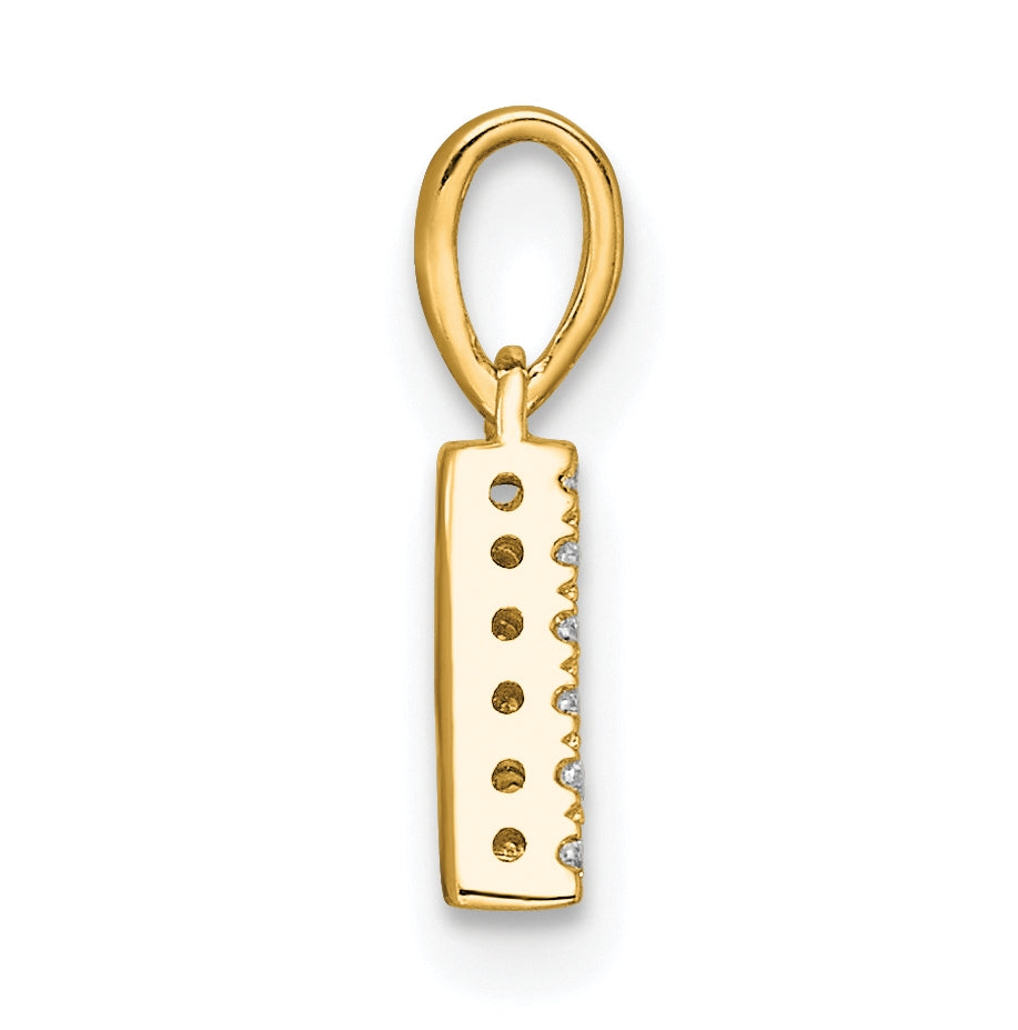 14K Yellow Gold Diamond Letter A Initial with Bail Pendant
