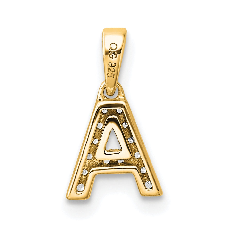 14K Yellow Gold Diamond Letter A Initial with Bail Pendant