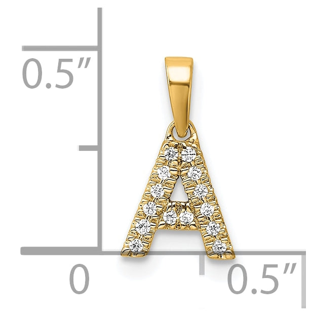 14K Yellow Gold Diamond Letter A Initial with Bail Pendant