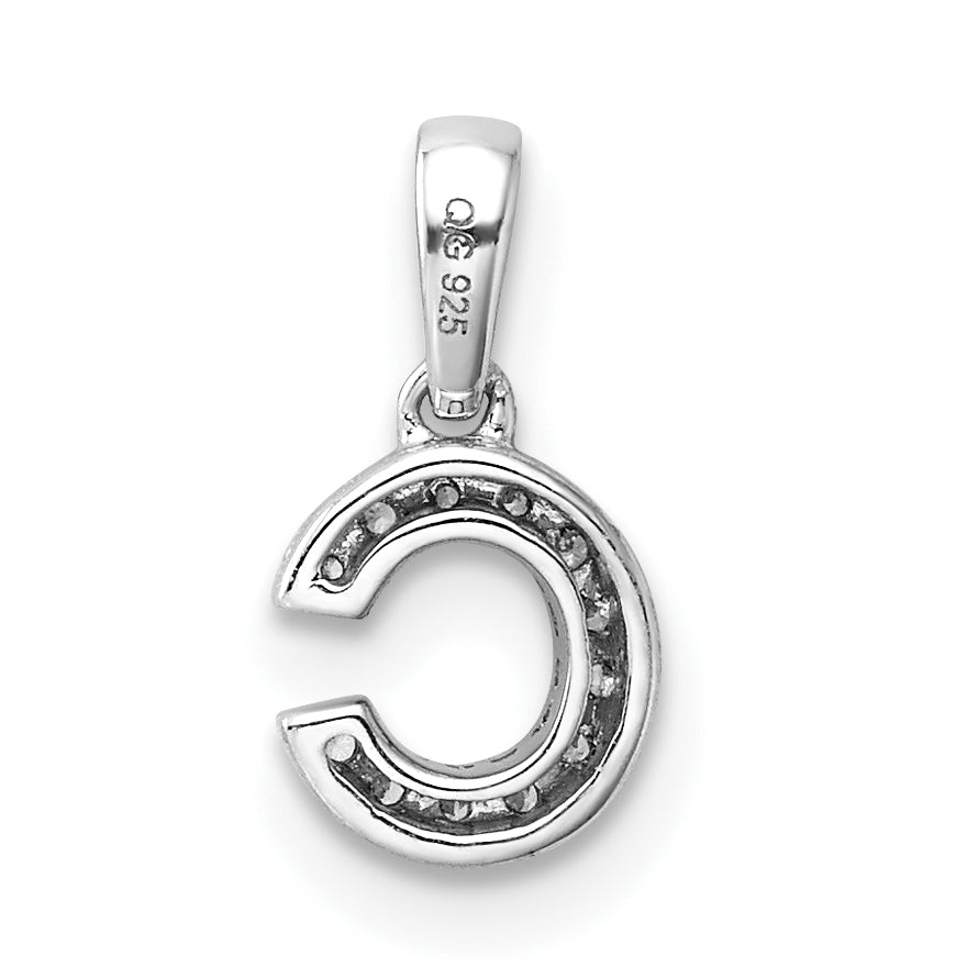 14K White Gold Diamond Letter C Initial with Bail Pendant