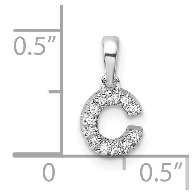14K White Gold Diamond Letter C Initial with Bail Pendant