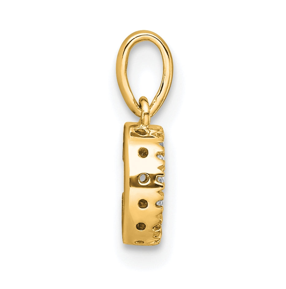 14K Yellow Gold Diamond Letter C Initial with Bail Pendant