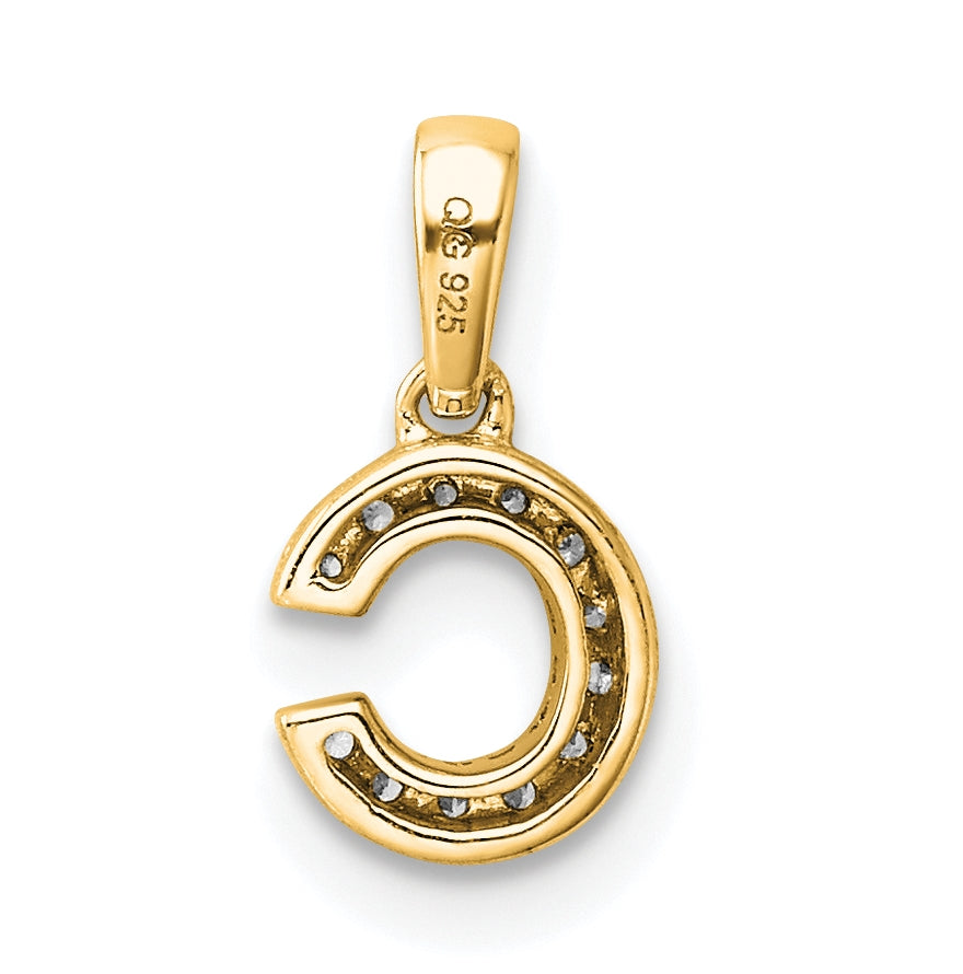 14K Yellow Gold Diamond Letter C Initial with Bail Pendant