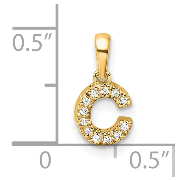 14K Yellow Gold Diamond Letter C Initial with Bail Pendant