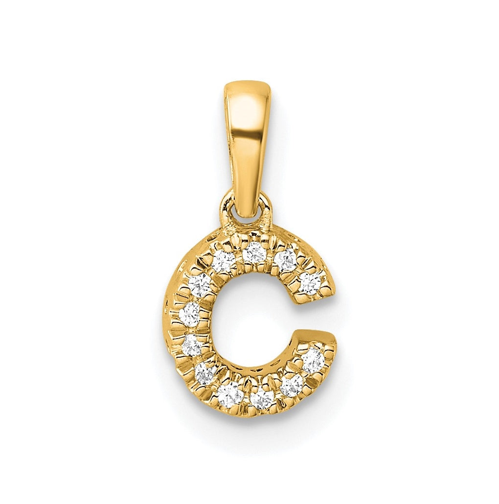 14K Yellow Gold Diamond Letter C Initial with Bail Pendant