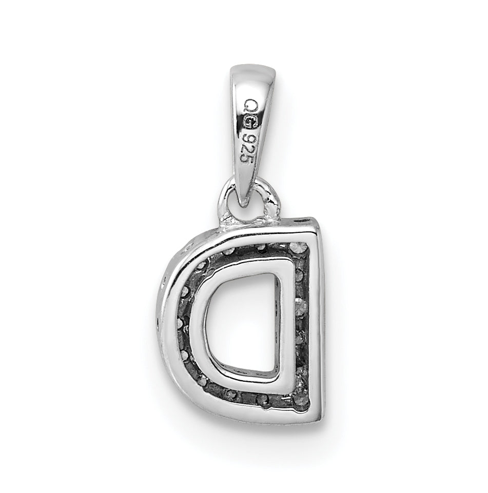 14K White Gold Diamond Letter D Initial with Bail Pendant