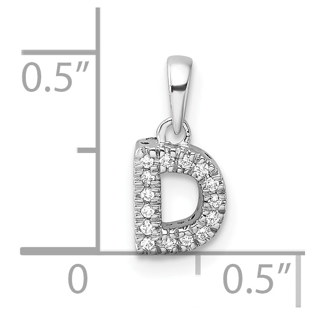 14K White Gold Diamond Letter D Initial with Bail Pendant