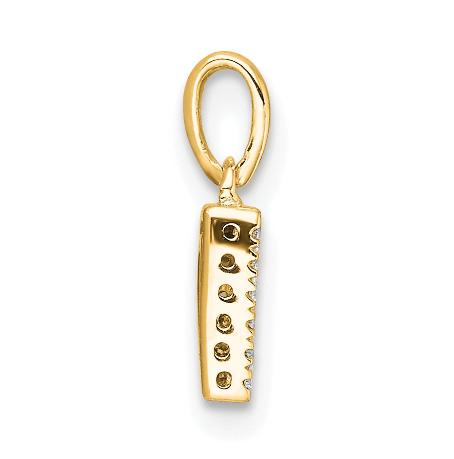 14K Yellow Gold Diamond Letter D Initial with Bail Pendant