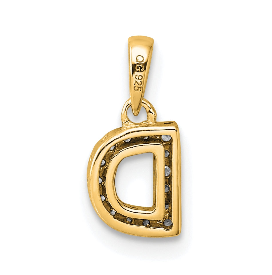 14K Yellow Gold Diamond Letter D Initial with Bail Pendant