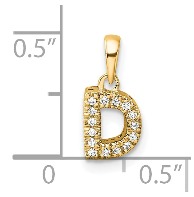 14K Yellow Gold Diamond Letter D Initial with Bail Pendant