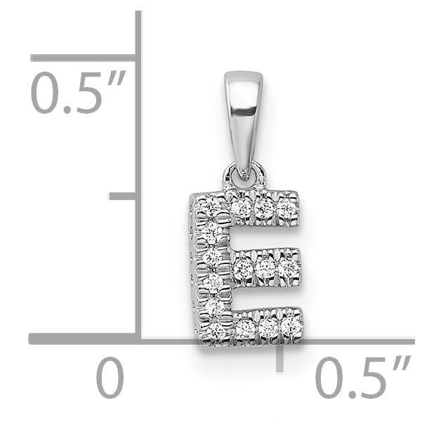 14K White Gold Diamond Letter E Initial with Bail Pendant