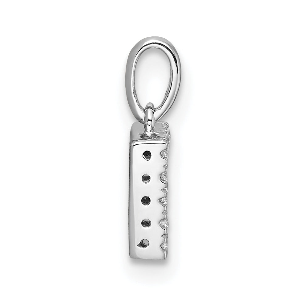 14K White Gold Diamond Letter F Initial with Bail Pendant