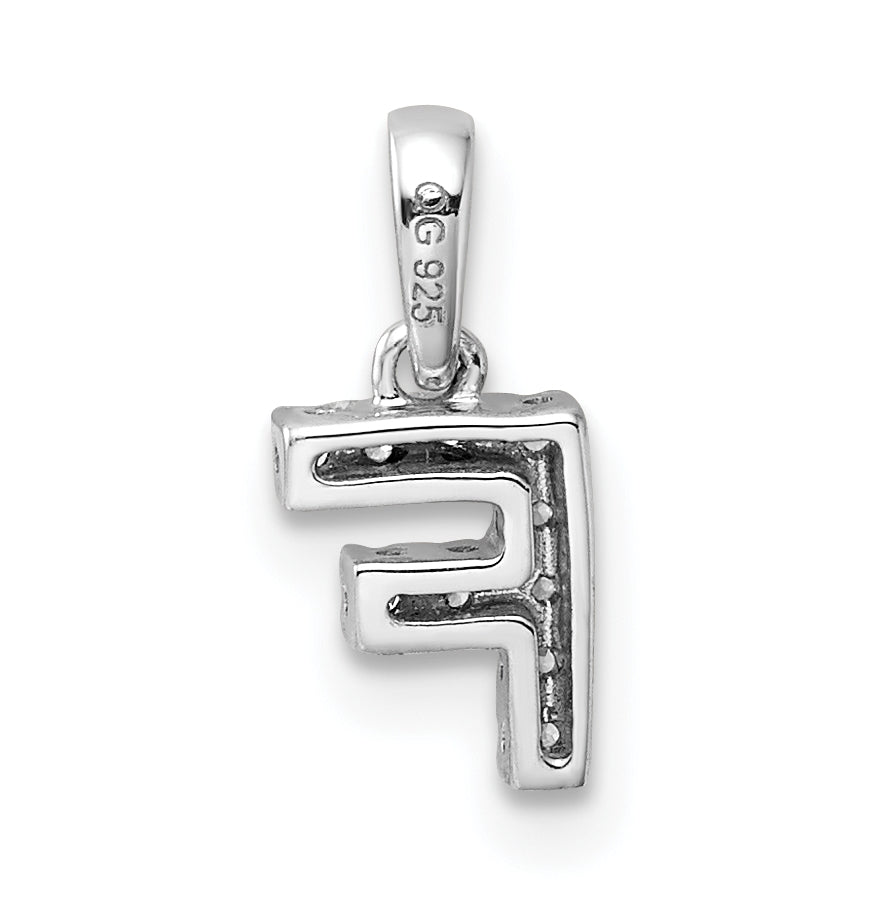 14K White Gold Diamond Letter F Initial with Bail Pendant