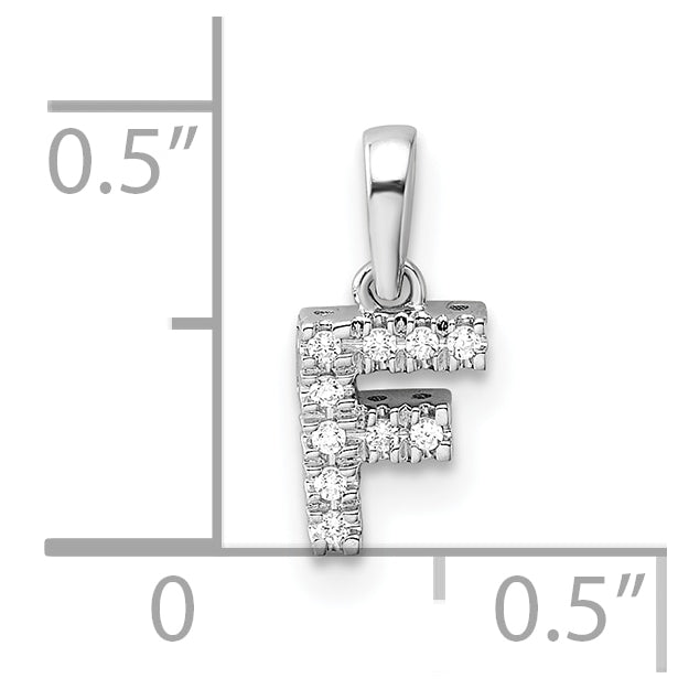 14K White Gold Diamond Letter F Initial with Bail Pendant