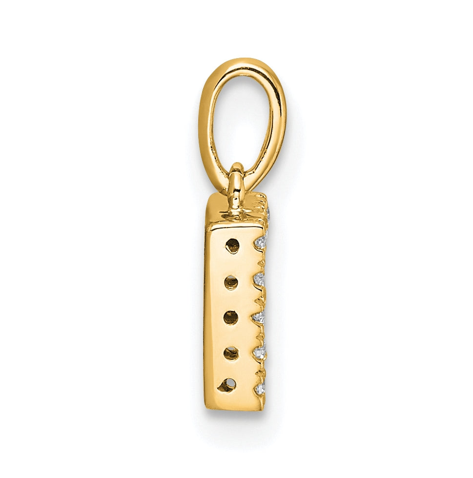 14K Yellow Gold Diamond Letter F Initial with Bail Pendant