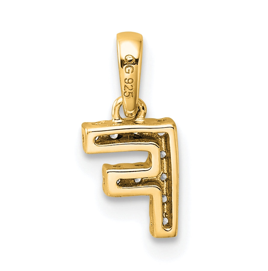 14K Yellow Gold Diamond Letter F Initial with Bail Pendant