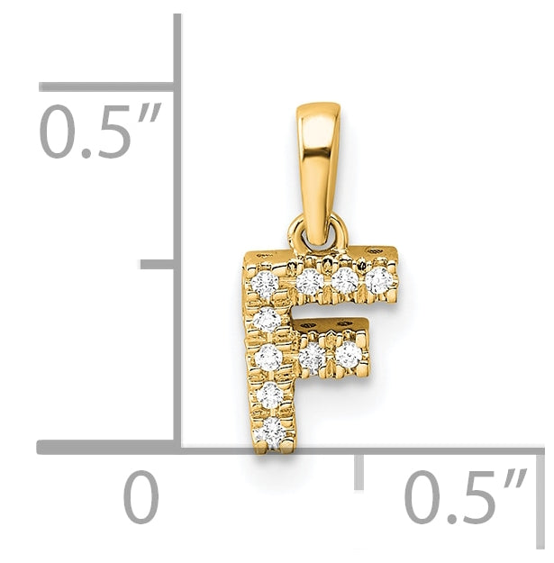 14K Yellow Gold Diamond Letter F Initial with Bail Pendant