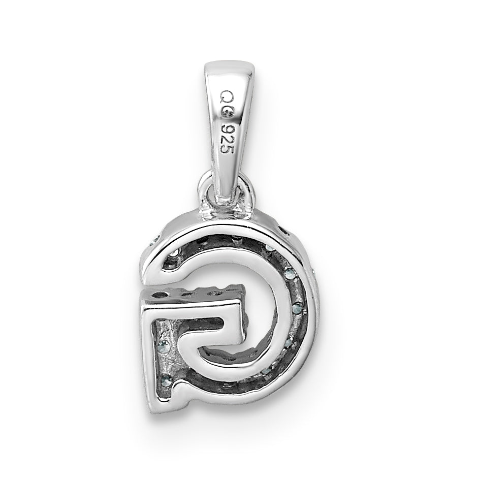 14K White Gold Diamond Letter G Initial with Bail Pendant