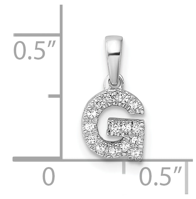 14K White Gold Diamond Letter G Initial with Bail Pendant