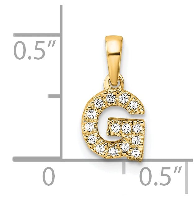 14K Yellow Gold Diamond Letter G Initial with Bail Pendant