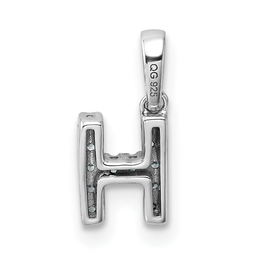 14K White Gold Diamond Letter H Initial with Bail Pendant