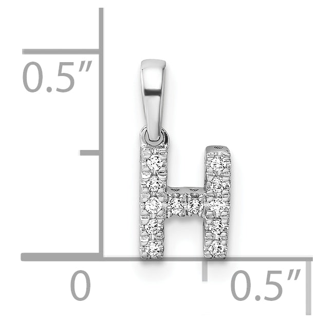 14K White Gold Diamond Letter H Initial with Bail Pendant