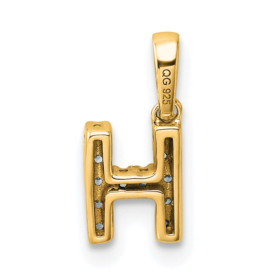 14K Yellow Gold Diamond Letter H Initial with Bail Pendant