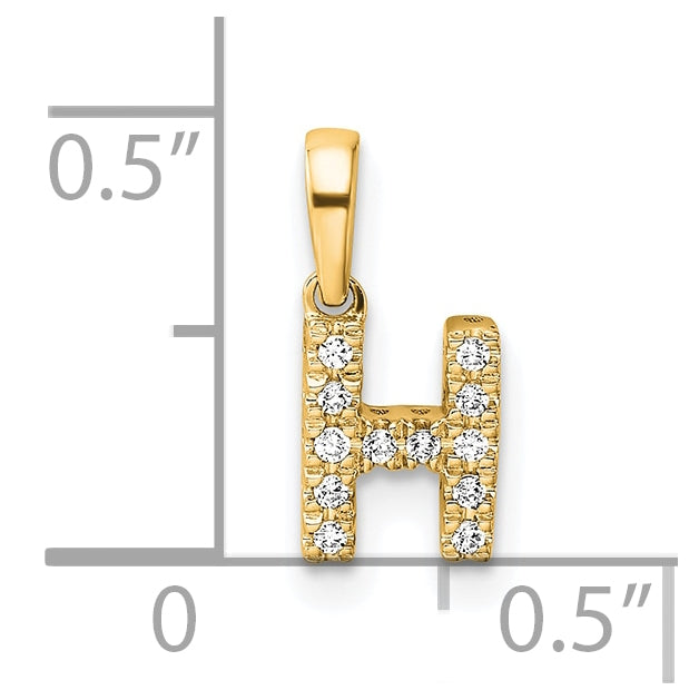 14K Yellow Gold Diamond Letter H Initial with Bail Pendant