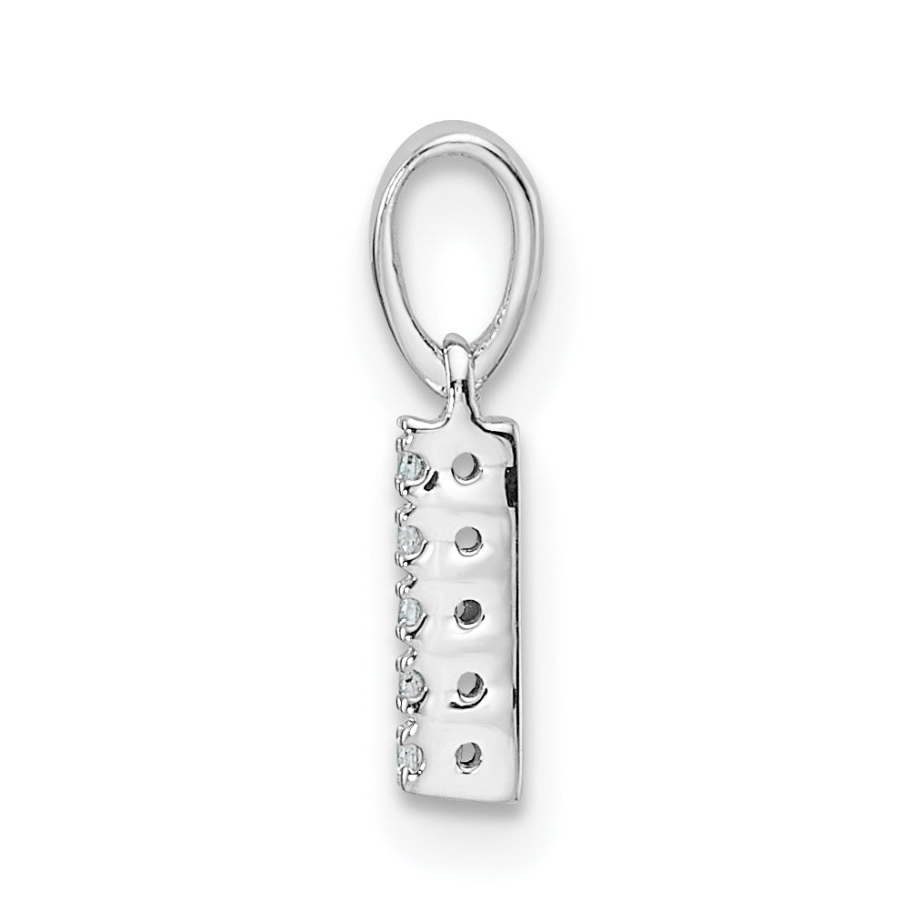 14K White Gold Diamond Letter I Initial with Bail Pendant