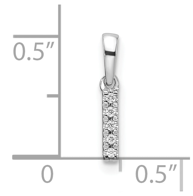 14K White Gold Diamond Letter I Initial with Bail Pendant