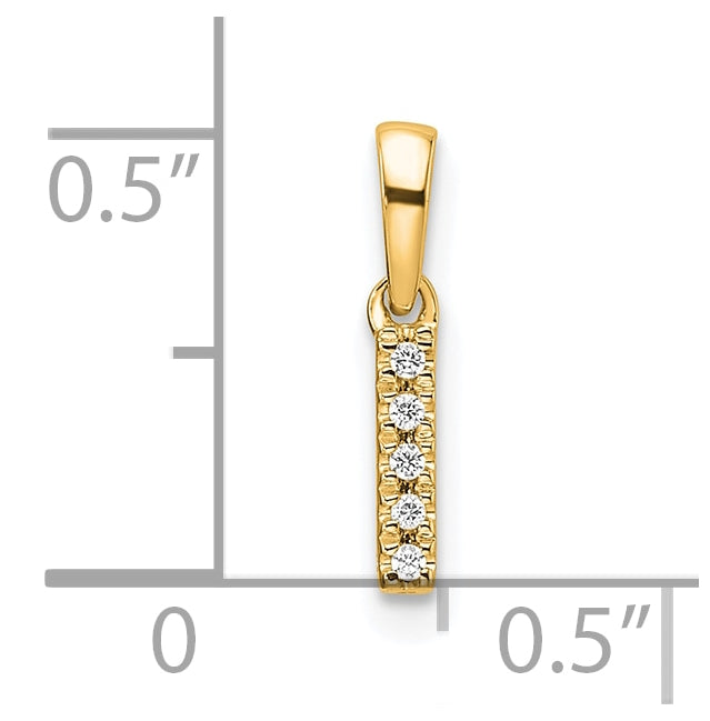 14K Yellow Gold Diamond Letter I Initial with Bail Pendant