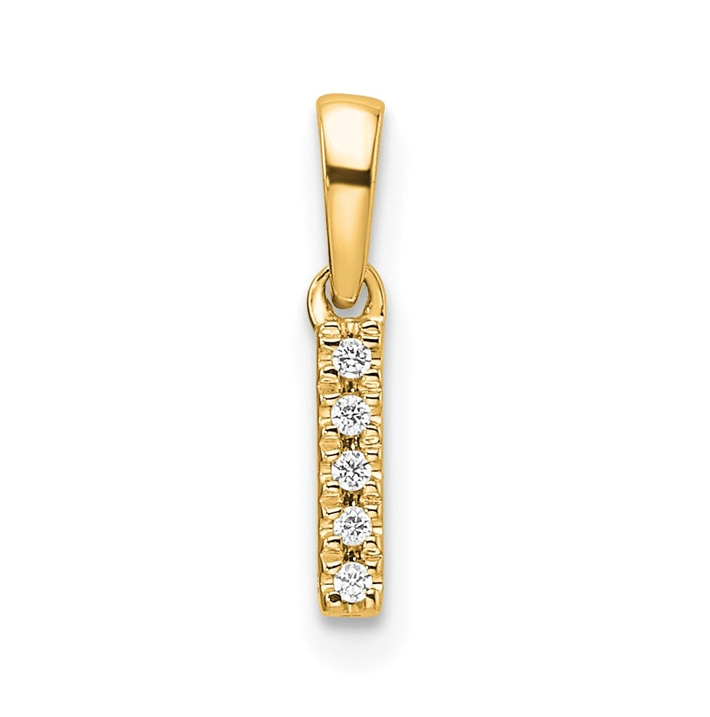 14K Yellow Gold Diamond Letter I Initial with Bail Pendant