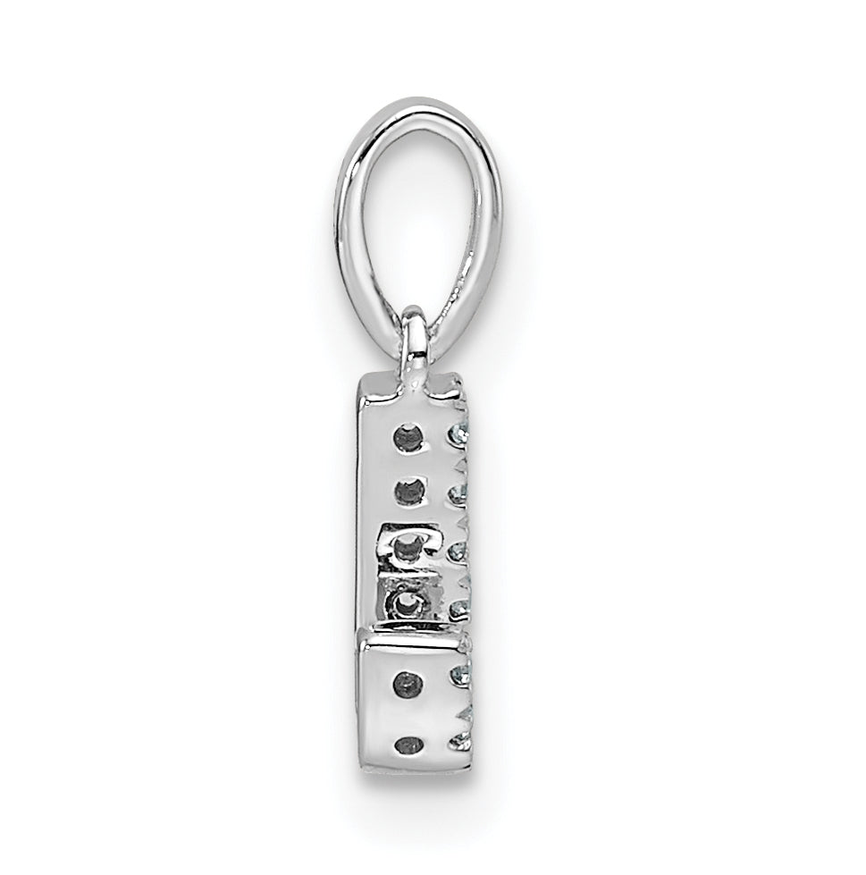14K White Gold Diamond Letter J Initial with Bail Pendant